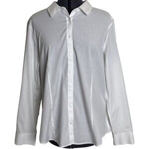 Talbots Petite Non Iron Button Up Shirt Womens 16P White Classic Capsule
